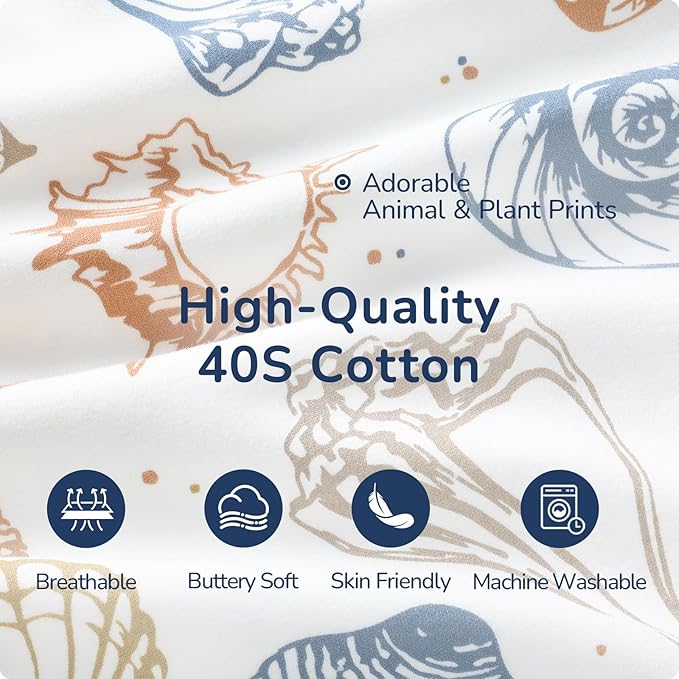 Baby Sleep Sack 18-24 Months, Cotton Detachable Long Sleeve Sleep Sack, 2.5 Tog Toddler Sleeping Sack with Temperature Strips, 2-Way Zipper Wearable Blankets for Newborns, Ocean