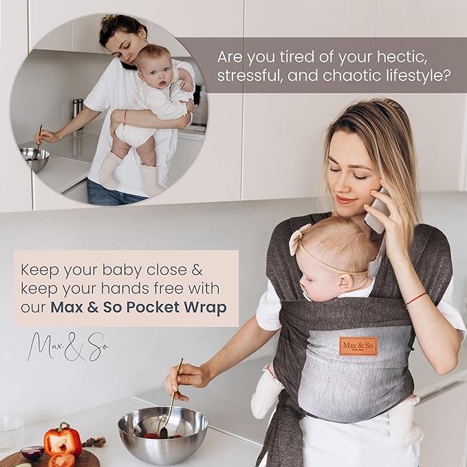 Baby Wraps Carrier Newborn to Toddler – Soft, Hands-Free & Stretchy – Cotton – Ergonomic, Breathable, Machine Washable – Newborn Baby Sling Carrier – Adjustable Fit (8-35 lbs)