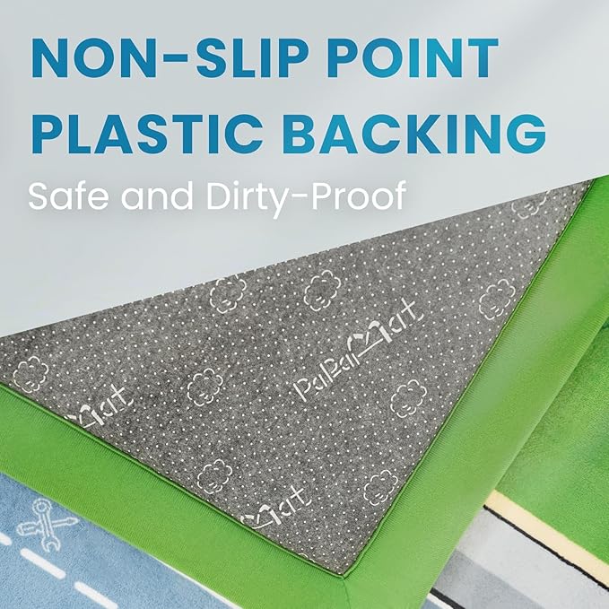 Kids Play Rug, 1.3" Thickened Knee Protection Playmat 39"×59" Car Mat for Track Racing Non-Slip Educational Activity Mat Toddler Rugs for Play Area