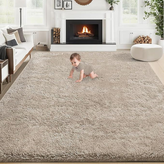 6x9 Area Rug for Living Room: Fluffy Shag Soft Washable Rugs Large Fuzzy Plush Indoor Carpet for Bedroom Nursery Playroom Kids Girls Boys Room (Camel, 6'x9')