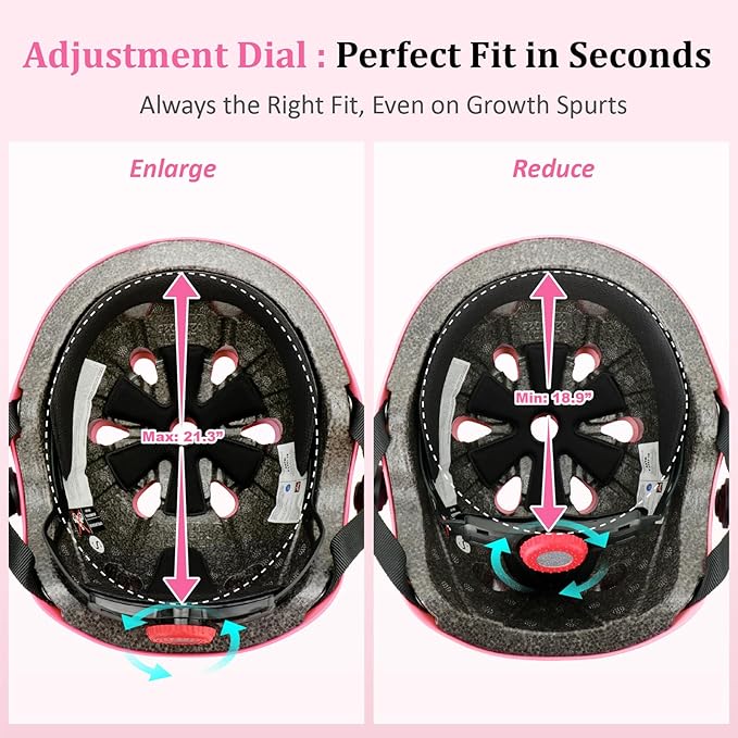 KAMUGO Kids Adjustable Helmet, with Sports Protective Gear Set Knee Elbow Wrist Pads for Toddler Age 2-8 Boys Girls, Bike Skateboard Hoverboard Scooter Rollerblading Helmet Set