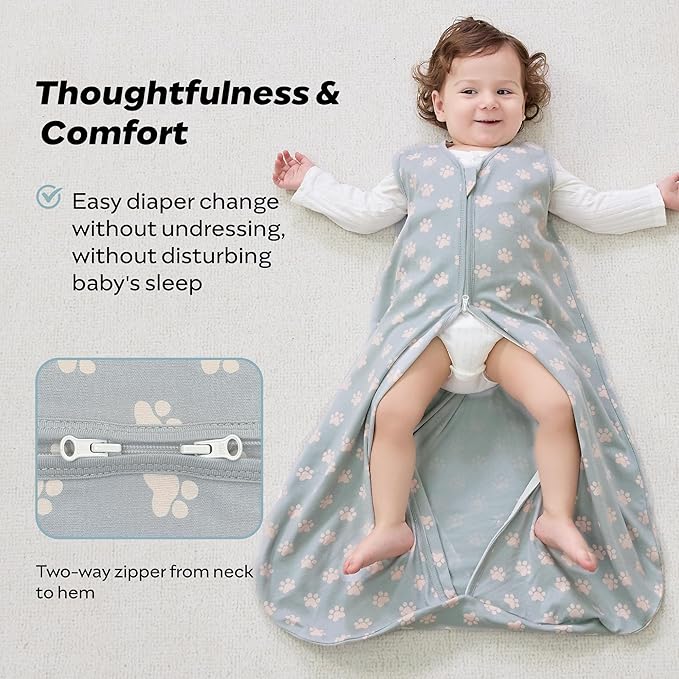 JELLYMONI Baby Sleep Sack 6-12 Months Wearable Blanket for Baby, 100% Cotton 2 Pack Infant Toddler Sleeping Sack Lightweight Soft 2-Way Zipper Sleepsack