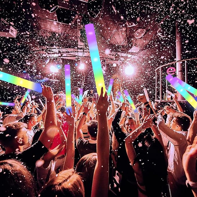 48-Count Foam Glow Sticks Party Pack - 4 Colors, Steady Bright Light Up Sticks for Weddings, Birthdays, Christmas, Halloween | Foam Glow Sticks Bulk Reusable, 6-Hr Glow, Eco-Friendly Foam
