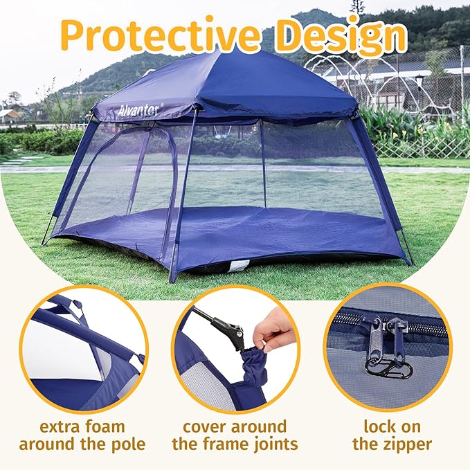Alvantor Baby Playpen Play Yard 84"x84"x44”Large Pop Up Playpen Foldable Play Tent Indoor & Outdoor Kids Tent Lightweight Safe Space Canopy for Infants Toddlers Pets, Navy