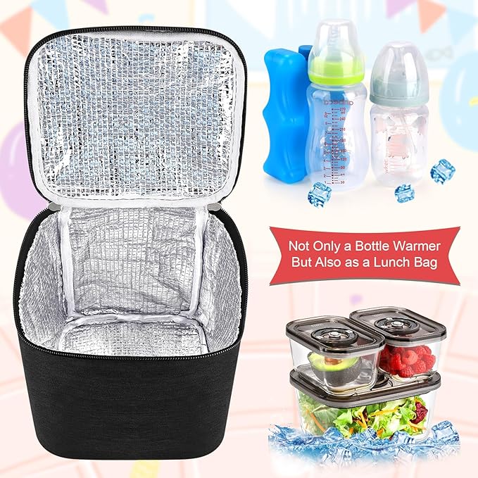 Accmor Breastmilk Cooler Bag with Ice Pack, Baby Bottle Cooler Bags, Insulated Bottle Cooler Tote Bags On The Go, Fits 4 Large 8oz Bottles, for Nursing Mom Daycare Travel, Black