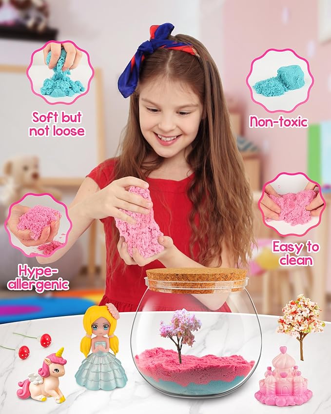 D-FantiX Unicorn Princess Toys Terrarium Kit for Kids, Led Night Light Birthday for Little Girls, DIY Arts and Crafts Science Kit for Kids Age 3 4 5 6 7 8-12 Year Old