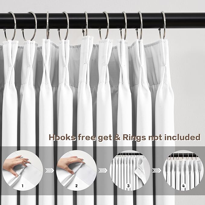 KEQIAOSUOCAI White Pinch Pleat Curtains 84 Inches Long 2 Panels, Track Memory Trained Luxury Opaque Window Curtain Panels for Bedroom Living Room Hooks Include 40" W x 84" L