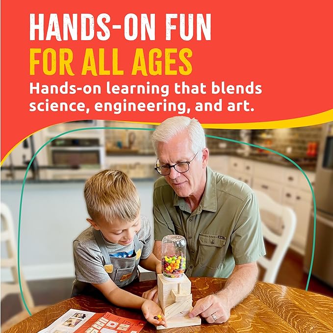DIY Wood Building Kits, STEM Woodworking Kit for Kids, Creative Fun Craft Projects, Great Gift for Boys & Girls (Candy Dispenser, 1-Pack)