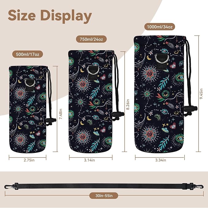 AUPET Water Bottle Bag Carrier,24oz/32oz Insulated Neoprene bottle Sling Holder Case Pouch Cover for 1000ML/750ML Bottles with Shoulder Strap for walking