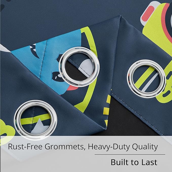 Kids Dinosaur Blackout Curtains - 2 Panels, Each W52*L84 with 100% Blackout, Thermal Insulated, and Noise Reducing, Perfect for Kids Room, Bedroom, Nursery