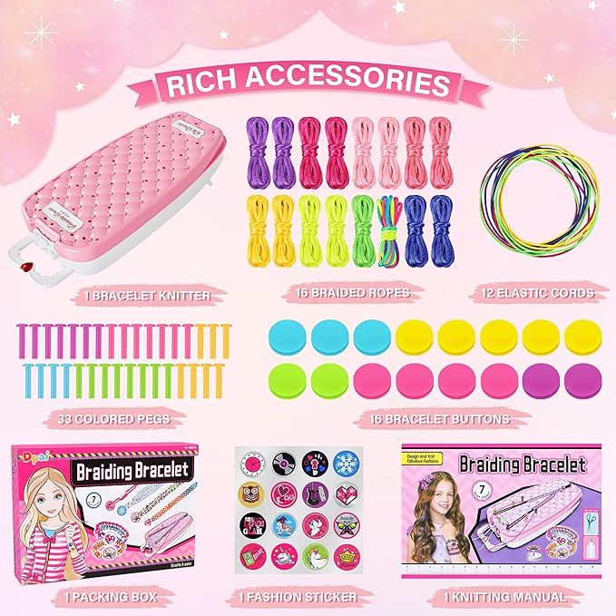 Dpai Friendship Bracelet Making Kit for Girls,DIY Arts and Crafts Toys,Jewelry String Maker Kit,The Best Birthday Gifts Ideas for Girls 6 7 8 9 10 11 12+ Years Old（Pink）