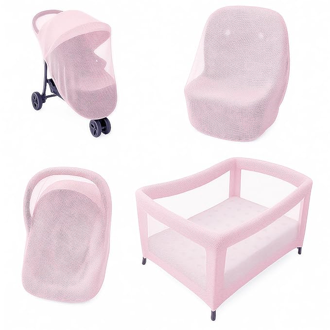 Enovoe Mosquito Net for Stroller and Baby Crib - Durable Mesh Bug Net Cover with Elastic Edge - Fits Strollers, Bassinets, Playards, and Mini Cribs - Travel Essential for Newborns - 63x64-Inch (White)