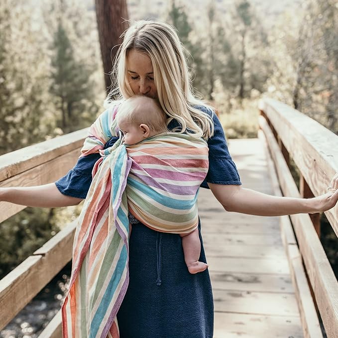 Hip Baby Wrap Ring Sling Baby Carrier for Infants and Toddlers - 100% Soft Cotton Baby Wraps Carrier for Babies 8-35 lbs - Perfect Baby Shower Gifts Moms and Dads - Nursing Cover (Mediterranean)