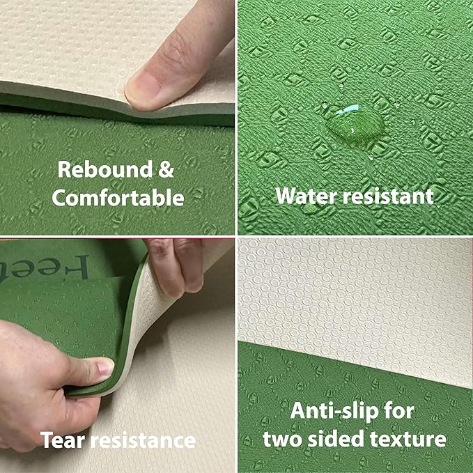 Extra Thick Exercise Yoga Mat with Strap - 2/5 Inch (10MM), Non-Slip Workout Mat for Yoga, Pilates, and Floor Exercises