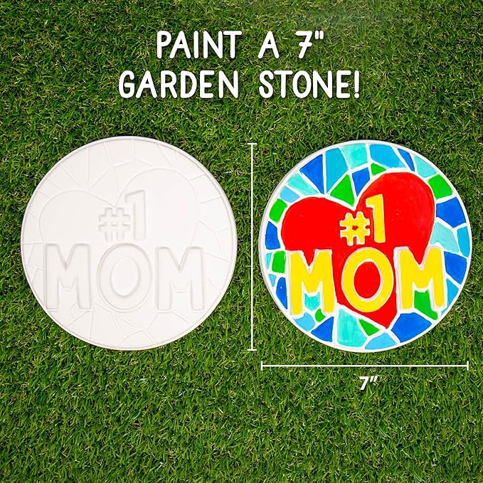 Creative Roots Paint Your Own #1 MOM Stepping Stone, Craft Kits for Kids, Ceramics to Paint, Ages 6+