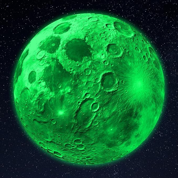 Glow in The Dark Sun for Ceiling, Luminous Planet Wall Sticker, Kids Bedroom Wall Decal, Sticky Fluorescence Sun, Gift for Boys and Girls (Green)