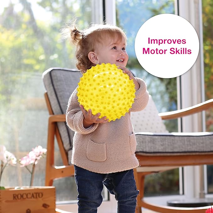 Edushape Original Sensory Ball for Baby - 7" Deflated with Pump, Transparent Yellow, Enhances Gross Motor Skills for Kids 6 Months & Up