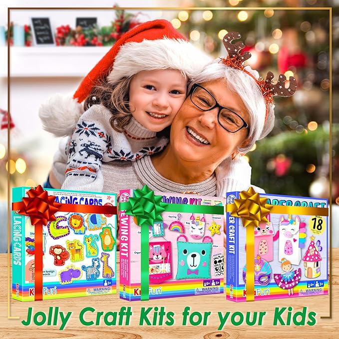 KRAFUN Beginner Mermaid Lacing Card Kit for Kids Arts & Crafts, 5 Easy Mermaid, Animal Lacing Projects, Lacing Cards for Toddlers, Fine Motor Preschool Skills Toys