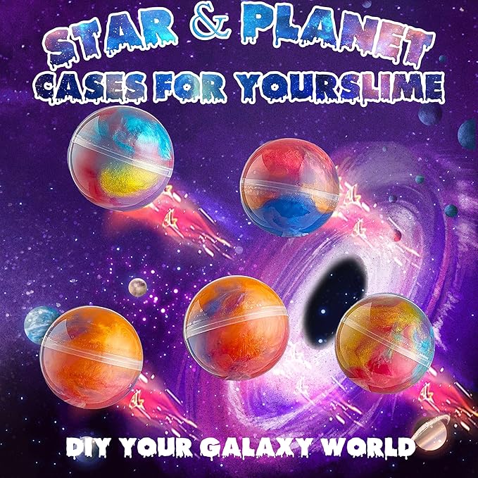 Funewest Slime Kit for Kids, Mini Galaxy Ball Slime Making Kit with Glow in The Dark Stickers, Glitter, Beads & Charms – Creative DIY Craft Kit & Stress Relief Sensory Toy Gifts for Girls Ages 6-12