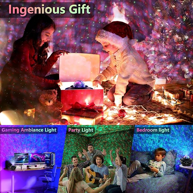 FlyEagle Galaxy Projector for Bedroom, Light Projector Star Projector Galaxy Light with Bluetooth Speaker, Timer, APP & Remote Control for Kids