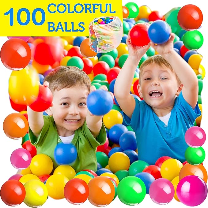 Kids Play Tent with 100 Balls – 39″x39″ Pop-Up Ball Pit Playhouse – Indoor/Outdoor Toy with Mesh Windows & Carry Bag