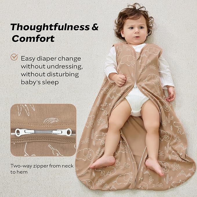 JELLYMONI Baby Sleep Sack 12-18 Months 0.5 Tog Wearable Blanket for Baby, 100% Cotton 3 Pack Infant Toddler Sleeping Sack Lightweight Soft 2-Way Zipper Sleepsack
