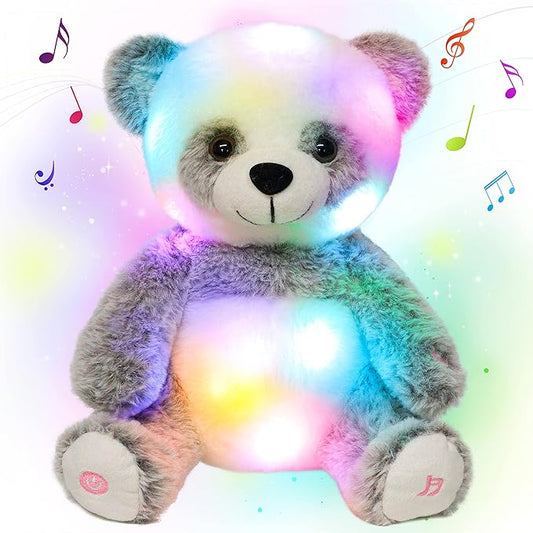 Cuteoy Light-up Singing Plush Panda LED Musical Stuffed Animal Adjustable Volume Lullaby Plushies Birthday Christmas Toy Gifts for Kids Toddler Girls, 13"