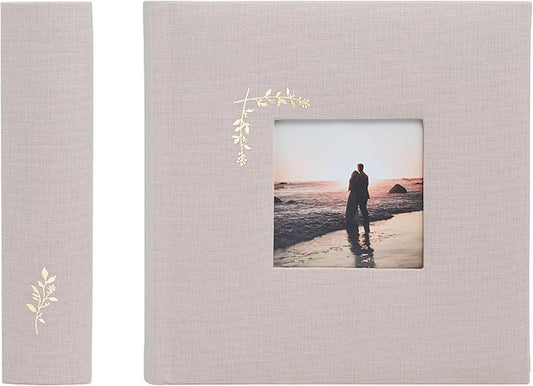 Elegant Linen Photo Album - 200 Acid-Free Pockets for 4x6 Pics - Perfect for Weddings & Gifts