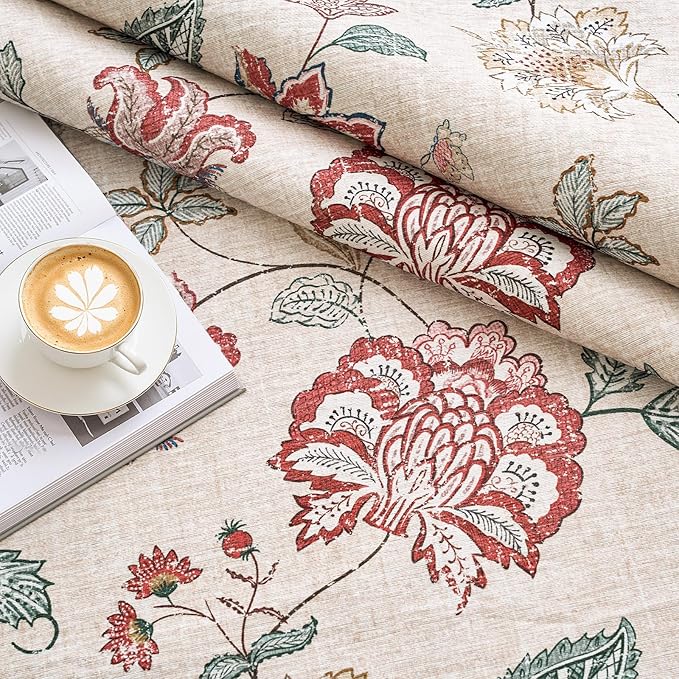 jinchan 3x5 Floral Rug for Entryway Washable Kitchen Rug Vintage Romance Design Small Mat Non Slip Indoor Doormat Lightweight Low-Profile Throw Carpet for Entrance Bathroom Laundry Room, Red/Beige