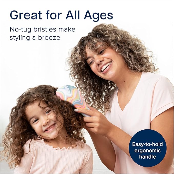 Crave Naturals Glide Thru Detangler Brush Pack of 2 - Curly Hair Brush for Women and Kids - Wet and Dry Comb for Adults - Soft Flexible Bristles for Gentle Use - Pink and Soft Hazy Swirl