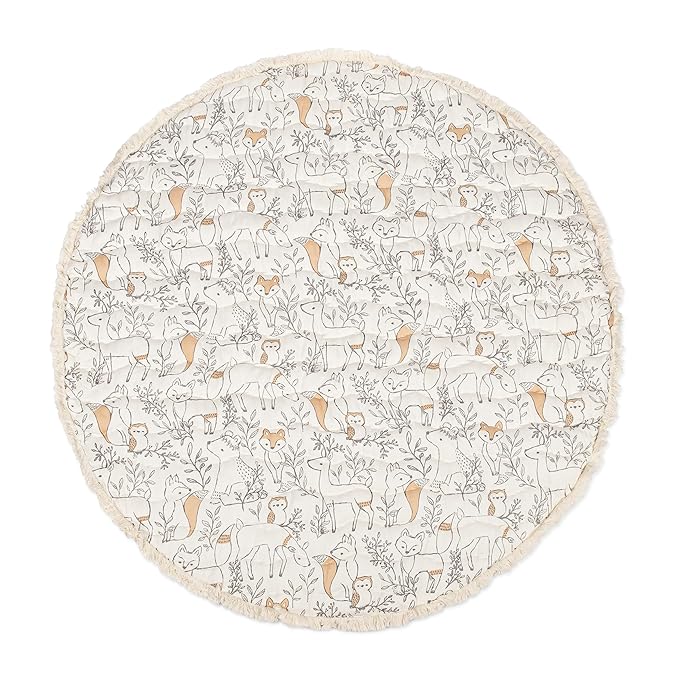 Crane Baby Baby Activity Mat, Woodland Animal Nursery Decor, Reversible Infant Play Mat for Tummy Time and Floor Activities, Infant Play Mat, 40" X 40"