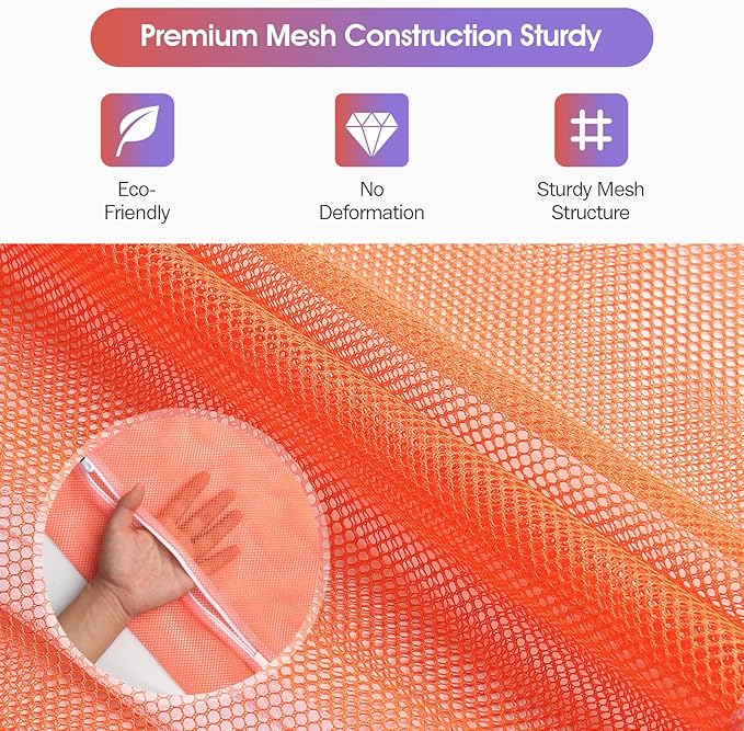 5Pcs Sturdy Mesh Laundry Bags for Delicates, Lingerie, Bras, Travel and Organzie - 5 Color(14x20 Inch)