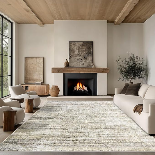 5x7 Area Rug Living Room Rugs - Washable Rug Large Modern Abstract Soft Thin Carpets Indoor Floor No Slip Vintage Carpet for Bedroom Under Dining Table Nursery Home Office Decor Nature