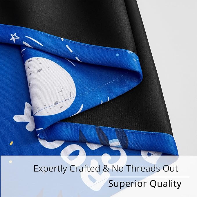 Kids Blackout Curtains - Space Cat Design, 100% Blackout, 2 Panels, Each W52×L63, Thermal Insulated Curtains for Bedroom, Noise Reducing, Combine Functionality with a Fun and Creative Design