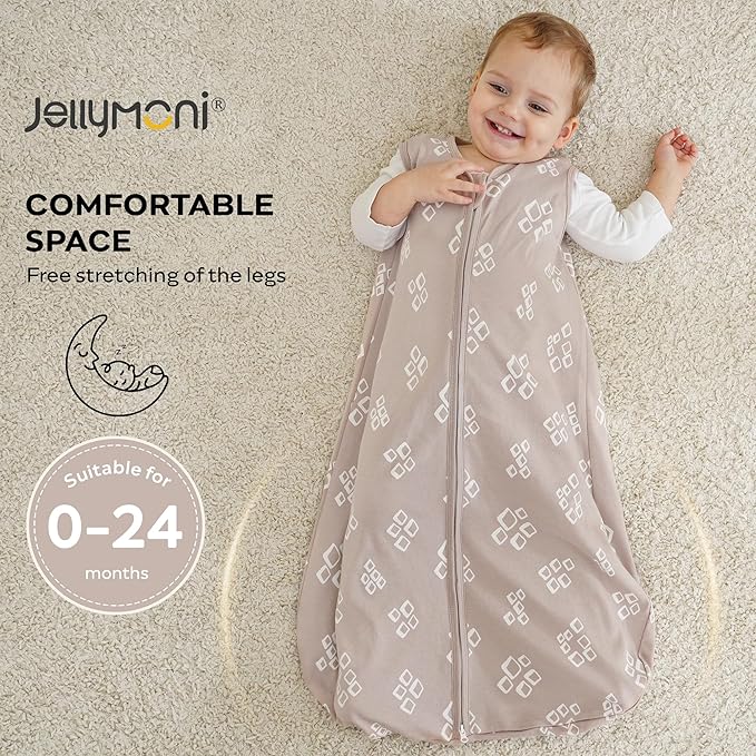 JELLYMONI Baby Sleep Sack 0-6 Months, 100% Cotton 3 Pack 0.5 TOG Baby Wearable Blanket Infant Sleep Sack with 2-Way Zipper Newborn Sleep Sacks