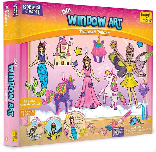 Imagimake Window Art Princess & Unicorn | Suncatcher Kit | Unicorn Toys for Girls Age 5-8 | Craft Kits for Ages 8-12 | Gifts for 5 Year Old Girls | Princess Toys