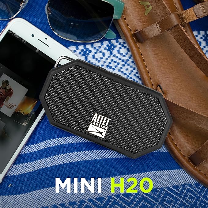 Altec Lansing Mini H2O - Waterproof Bluetooth Speaker, IP67 Certified & Floats in Water, Compact & Portable Speaker for Hiking, Camping, Pool, and Beach,Black