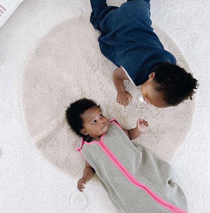 baby deedee Sleep Nest Fleece Baby Sleeping Bag, Wearable Blanket, Mocha Hot Pink, 6-18Month