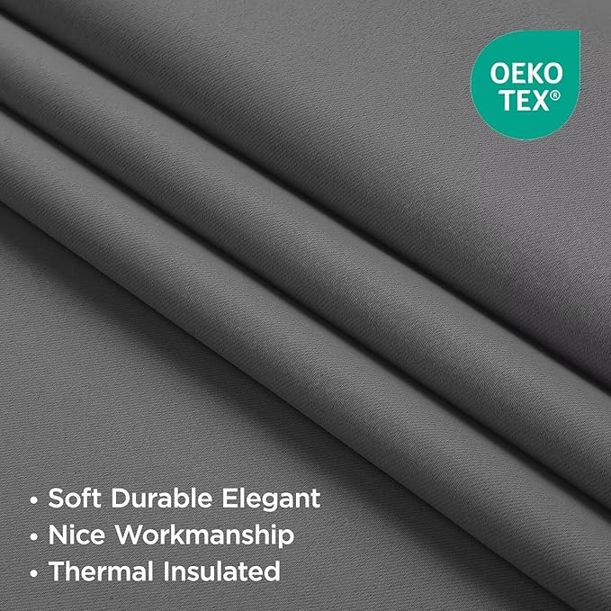 Joydeco 72 Inch Blackout Curtains for Bedroom, Thermal Insulated Black Out Curtains 2 Panels Set, Room Darkening Drapes for Living Room Window Rod Pocket Back Tab (W37 x L72 Inch, Light Grey)