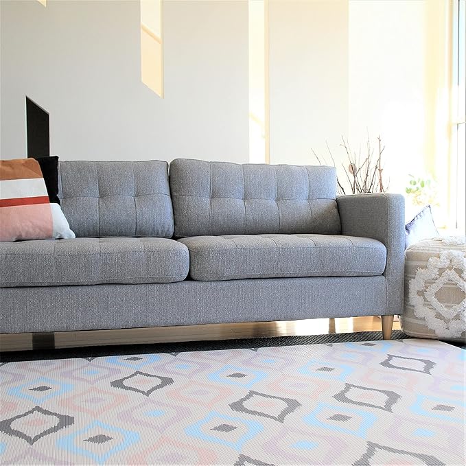 Cushmat Stylish Reversible Foam Play Mat (Large, Luxe NAT - Sage Grey Star) - Soft, Waterproof, Durable Play mat for Infants, Babies, Toddler, Kids & Grownup - 6.5ft x 4.5ft