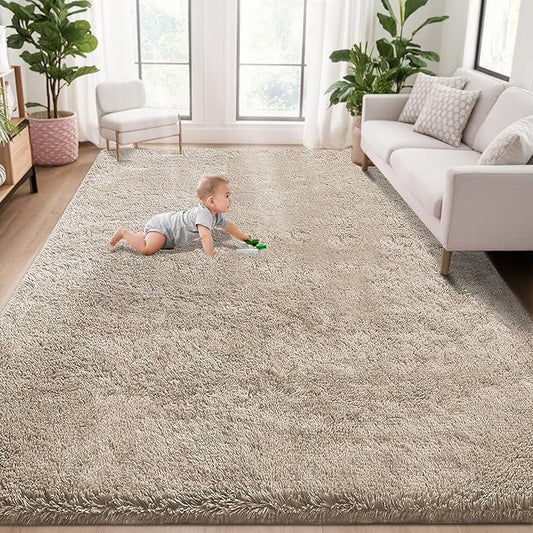 5x7 Area Rug for Living Room: Fluffy Shag Soft Washable Rugs Fuzzy Plush Indoor Carpet for Bedroom Nursery Playroom Dorm Kids Girls Boys Room (Camel, 5'x7')