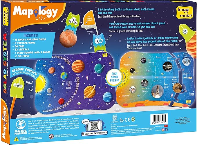 Imagimake Mapology Solar System for Kids | Educational Toys for Kids 5-7 | Space Toys | Puzzles for Kids Ages 4-8 | Planet Puzzles for Kids Ages 4-8 | Birthday and Christmas Gift for Boy & Girls