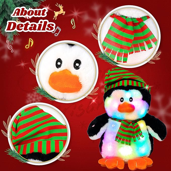Cuteoy Light-up Plush Penguin LED Stuffed Animal Birthday Christmas Plushies Toy Gifts for Kids Toddler Girls,11“