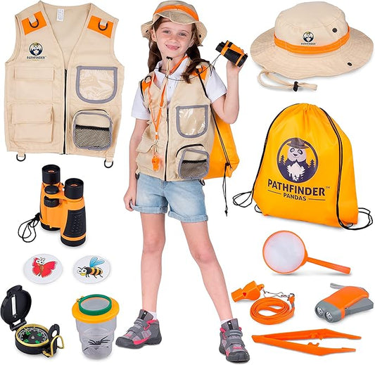 Kids Explorer Kit with Safari Vest & Hat for 3-12 Year Old Boys & Girls - Safari Costume Kids, Zoo Keeper, Paleontologist, Bug Kit & More - Giftable STEM Outdoor Explorer Kit for Kids + Bug Ebook