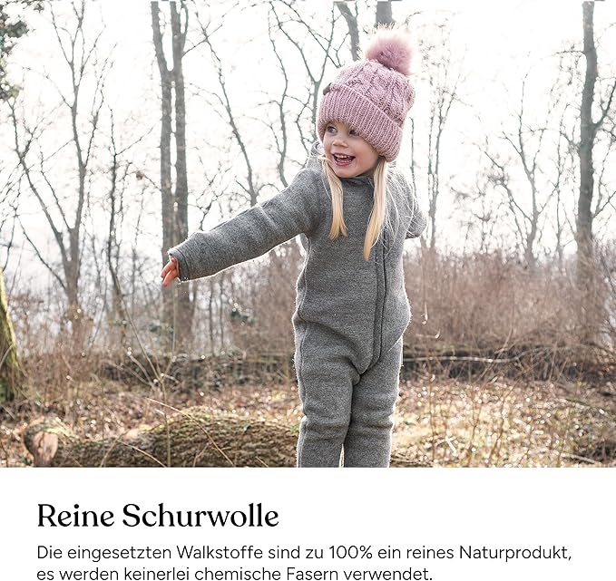 Ehrenkind® WOOLEN JUMPSUIT for Infants and Kids, Warm infant One-Piece made of natural virgin wool with zipper