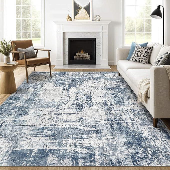 9x12 Area Rug Living Room: Washable Large Abstract Soft Rugs Stain Resistant Indoor Non-Slip Carpet for Men Modern Home Enthusiasts Aged 25-45 - High Traffic Areas - Bedroom Office Playroom