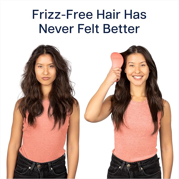 Crave Naturals Glide Thru Hair Brush - Detangler Brush for Curly, Straight, Wet or Dry Hair - Gentle Detangling Brusheses for Adults, Kids, Toddlers - Hair Accessories for Women, 7.5"x3" - Coral