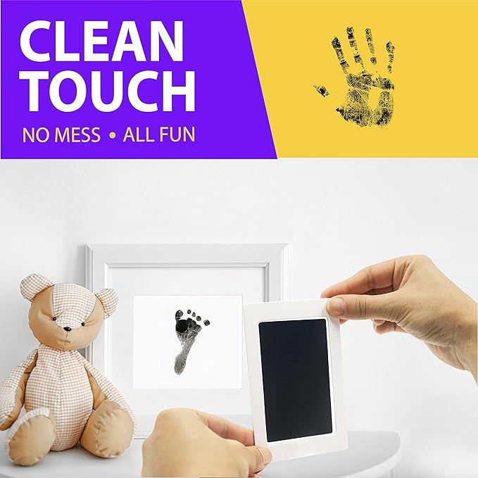Extra Large Clean Touch Ink Pad for Baby Handprints and Footprints – Inkless Infant Hand & Foot Stamp – Safe for Babies, Doesn’t Touch Skin – Perfect Family Memory or Gift by Tiny Gifts, Black