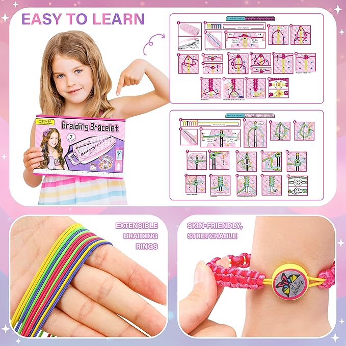 Dpai Friendship Bracelet Making Kit for Girls,DIY Arts and Crafts Toys,Jewelry String Maker Kit,The Best Birthday Gifts Ideas for Girls 6 7 8 9 10 11 12+ Years Old（Purple）