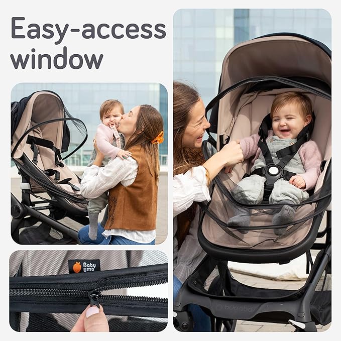 Baby Uma 2-in-1 Mosquito Net for Stroller & Stroller Sun Shade - UPF 50+ Baby Sun Protection, Breathable Blackout Mesh Baby Mosquito Net (+ Travel Bag)